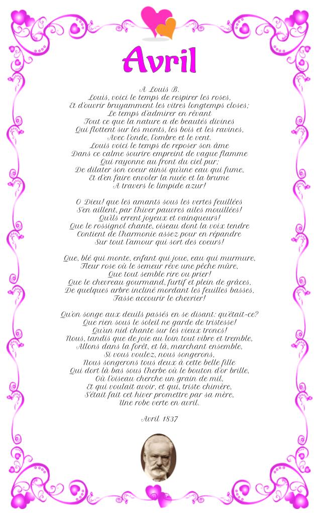 Avril – A Louis B de Victor Hugo
