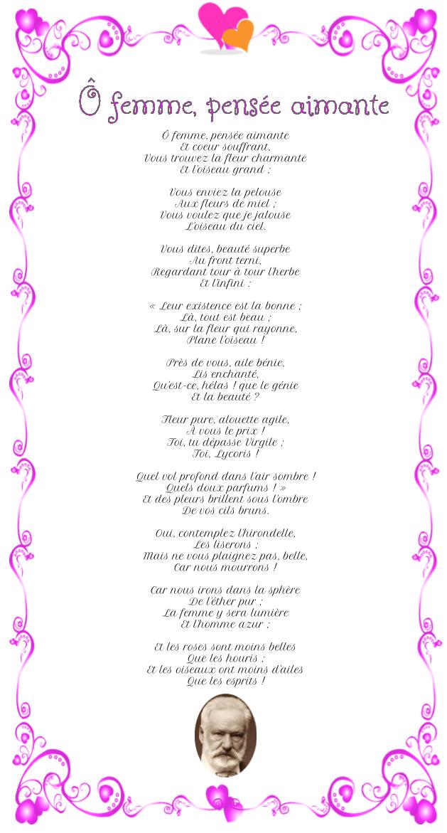Ô femme, pensée aimante – Victor Hugo